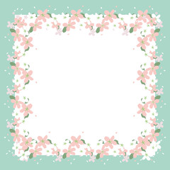 Frame of beautiful flowers. Holiday card with a green frame. vector