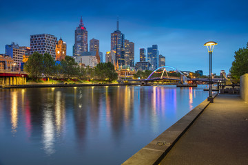 Fototapeta na wymiar City of Melbourne. Cityscape image of Melbourne, Australia during twilight blue hour.