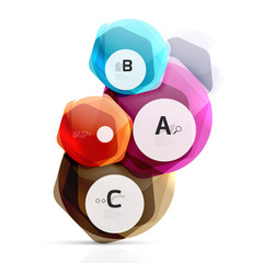 Shiny style modern geometrical hexagons web boxes