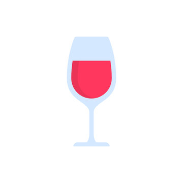 Red wine glass isolated on white background. Vector icon