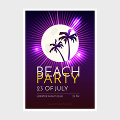 Naklejka premium Summer Beach Party Vector Flyer Template