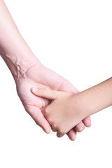 Woman and child hand