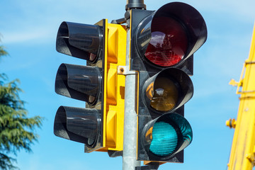 Traffic lights with the green light lit