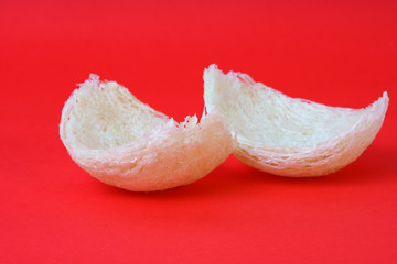 Fresh edible bird's nest on red paper