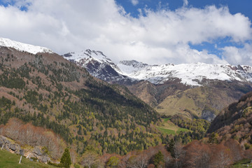 Spring view of the Pyrenees mountains