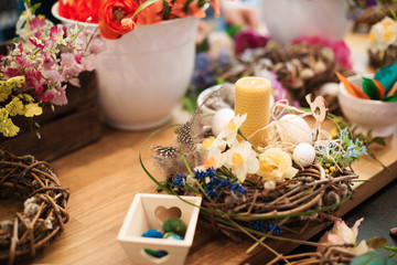Easter decor on the workshop for diy wreath
