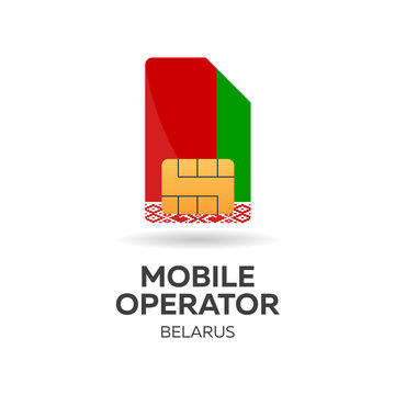 Belarus mobile operator. SIM card with flag. Vector illustration.
