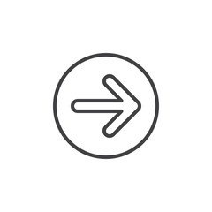 Arrow right circular line icon. Round simple sign. Flat style vector symbol
