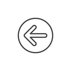 Arrow left circular line icon. Round simple sign. Flat style vector symbol