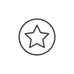 Star, favorite circular line icon. Round simple sign. Flat style vector symbol