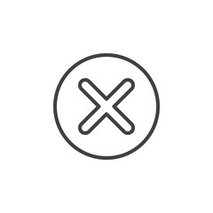 Fototapeta premium X, remove circular line icon. Round simple sign. Flat style vector symbol