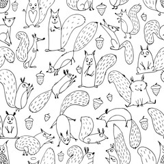Funny squirrel with nut, seamless pattern for your design