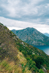City of Risan in Montenegro, view from the mountain above the Bay of Kotor.