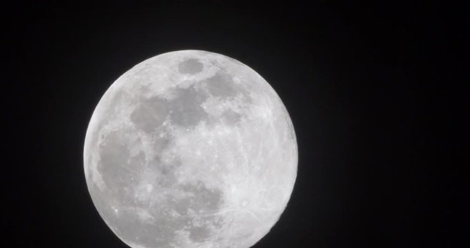 A real time shot of the full moon on a clear night. Moon is real and not computer generated. 10-bit 4:2:2 file available.