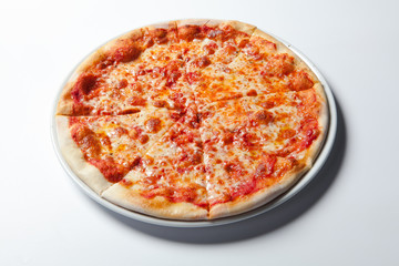 Pizza Margherita made with Tomatoes, Cheese and Mozzarella