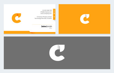 C Letter Origami logo and Business Card template