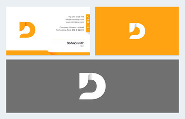 D Letter Origami logo and Business Card template