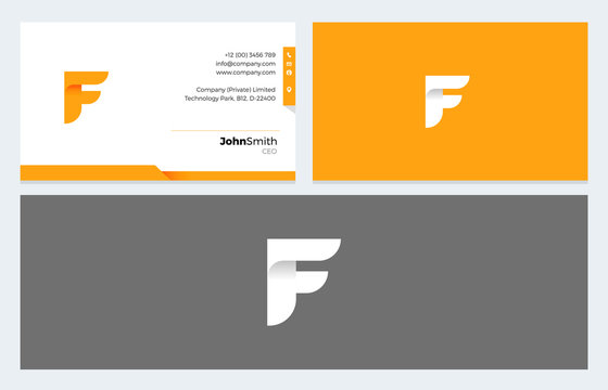 F Letter Origami logo and Business Card template