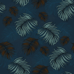 Fototapeta na wymiar Seamless Pattern of tropical Palm Leaves