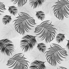 Seamless Pattern of tropical Palm Leaves