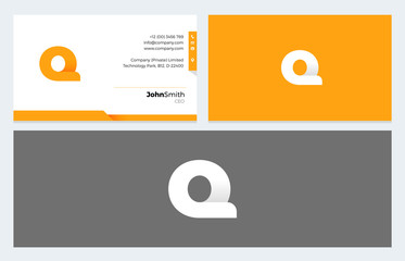 Q Letter Origami logo and Business Card template