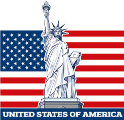 statue of liberty, NYC, USA symbol, USA flag