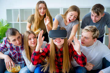 Group of friends playing with VR - 144068760