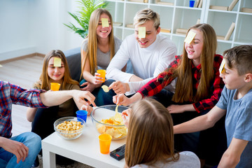 Friends playing stickers