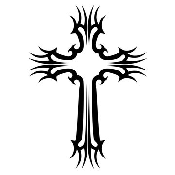 Tribal cross tattoo designs and meanings. Vector sketch of a tattoo. Art tribal tattoo.