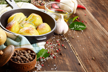 Pan of Boiled and baked potato