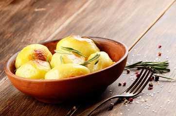 Boiled and baked potato and vegetables