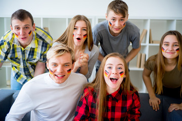 German fans watching sports on TV