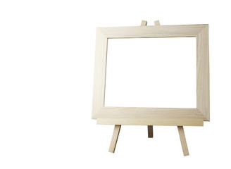 Blank picture frame with easel isolated on white background with clipping path