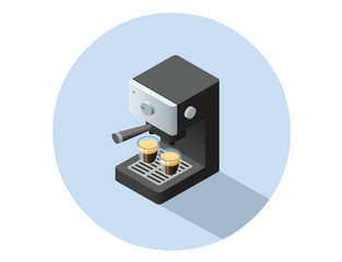 Vector isometric coffee machine object