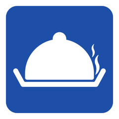 Fototapeta na wymiar blue, white sign - serving tray with lid and smoke