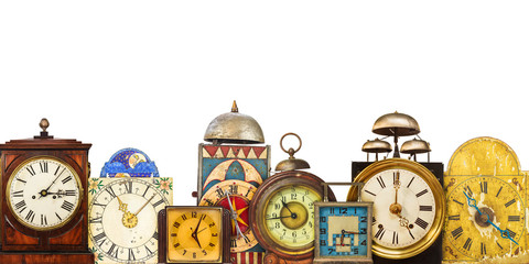 Collection of different vintage table clocks