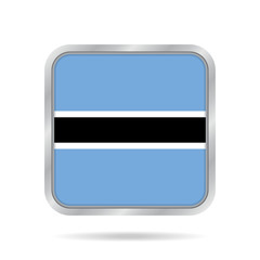 Flag of Botswana. Metallic gray square button.