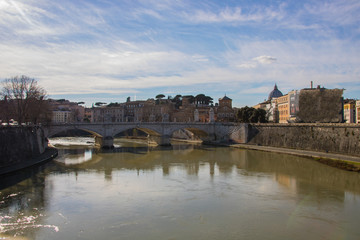 Fototapeta premium sant angelo castle rome angel bridge, one of the landmarks in rome tourism sightseeing 