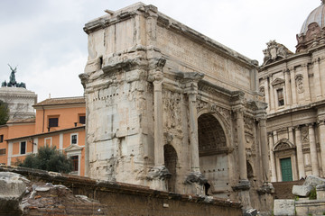 Fototapeta na wymiar remains of the old city forum romanum rome, important landmark rome