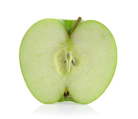 half green apple on white background