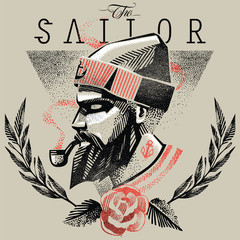 Hipster sailor - obrazy, fototapety, plakaty