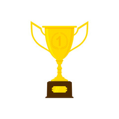 Trophy cup in flat style. Isolated on white vector illustration.