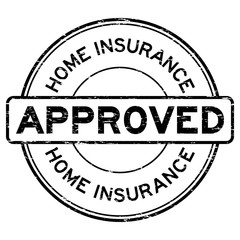 Grunge black home insurance approved round rubber seal stamp