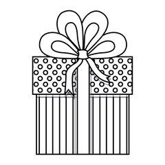 monochrome gift box with decorative ribbon vector illustration