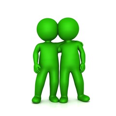 friends business people 3d isolated rendering buddies pals silver grey