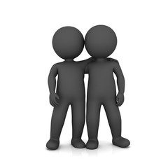 friends business people 3d isolated rendering buddies pals silver grey