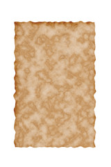Old brown page on a white background. Isolated