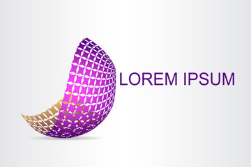 Logo stylized spherical surface with abstract shapes