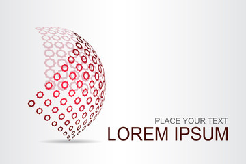Logo stylized spherical surface with abstract shapes