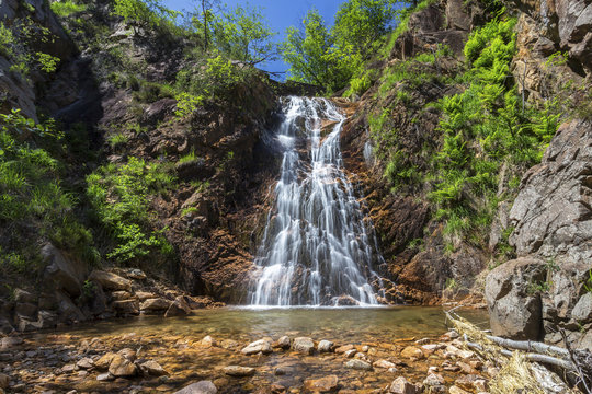 Waterfall in Valvassera, Induno Olona, Varese Province, Lombardy, Italy.